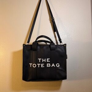 Black Structured The Tote Bag With Adjustable Strap